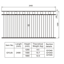 Style élégant 1.2 / 1.5 / 1.8m. HX 2.4 M. W Aluminium Black Fence Section